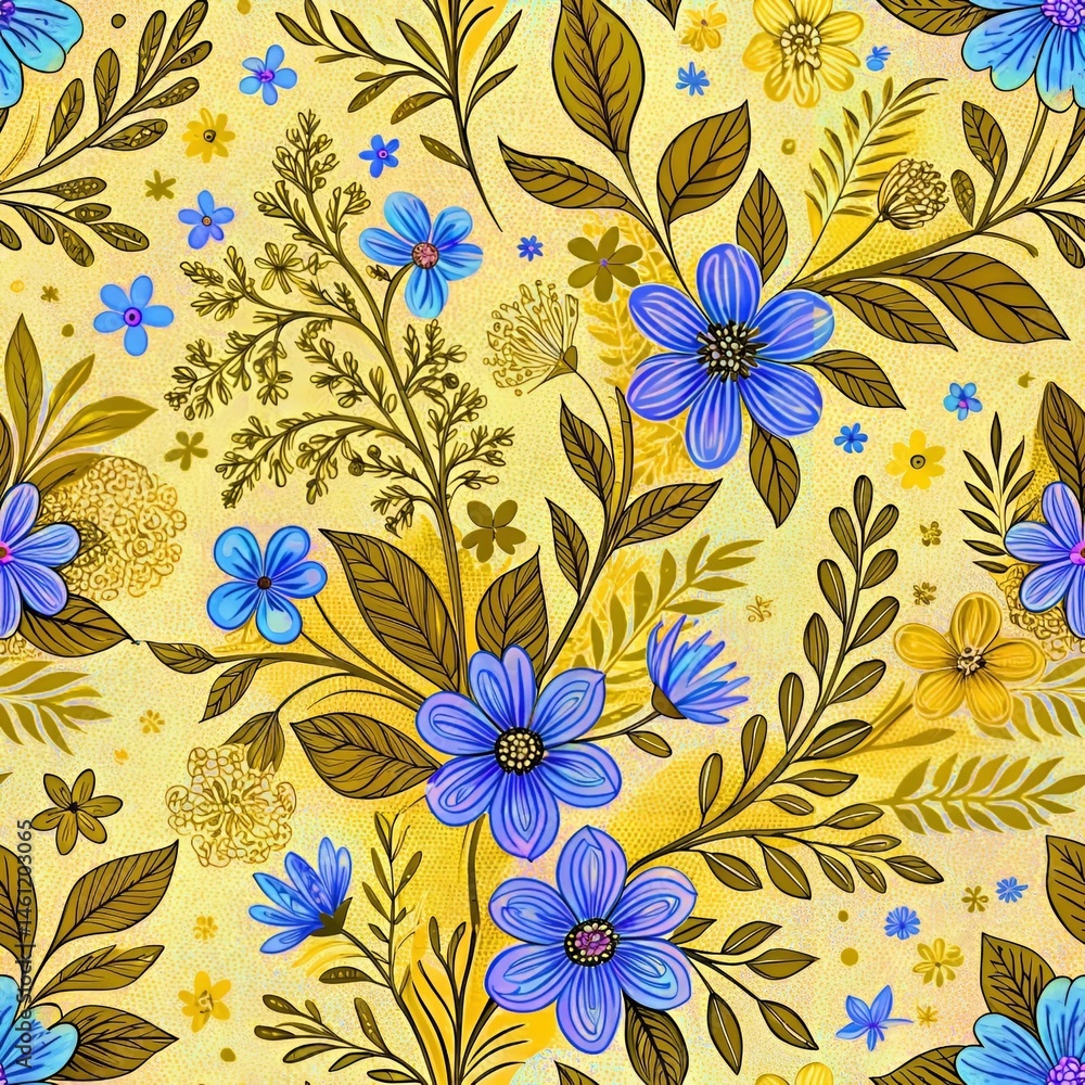 Seamless vector floral pattern with spring flowers for textile design and wallpaper decoration Seamless vector floral pattern with spring flowers for textile design and wallpaper decoration