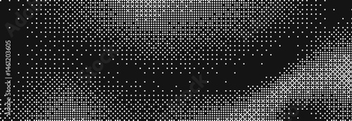 Pixelated bitmap gradient texture. Retro pixel art, black and white dither pattern, 8 bit vector background. 