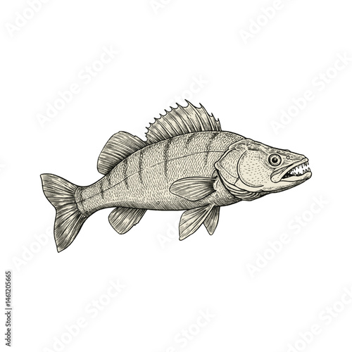 Zander Fish Vector Illustration – Freshwater Edible Catch Design