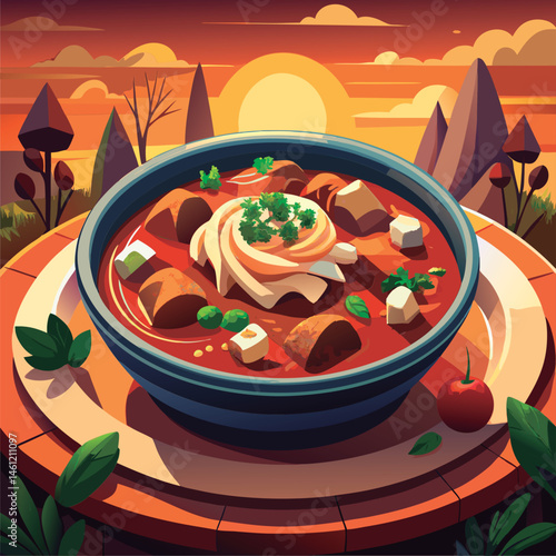 Hearty soup bowl. perfect for a cozy evening.