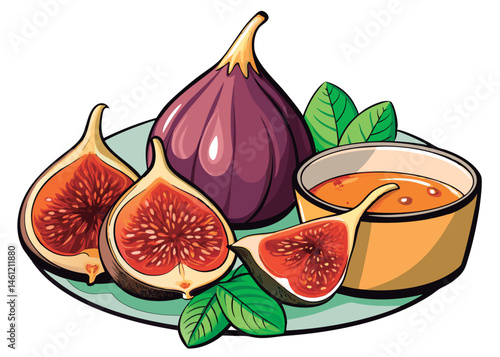 Figs with honey. a delicious display.