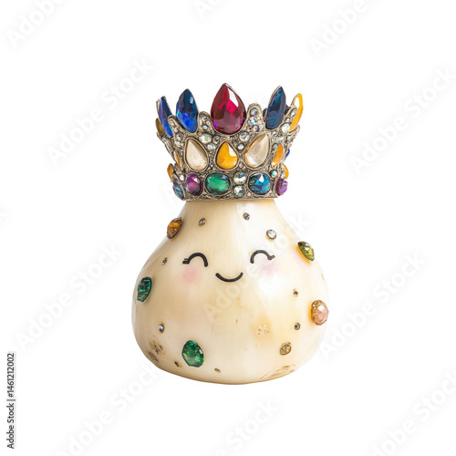 Happy Gourd King with Gemstone Crown - Whimsical Decor