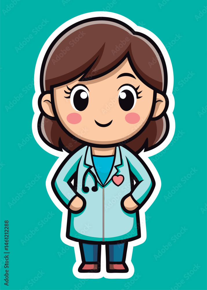 Fototapeta premium Cute doctor character with a stethoscope.