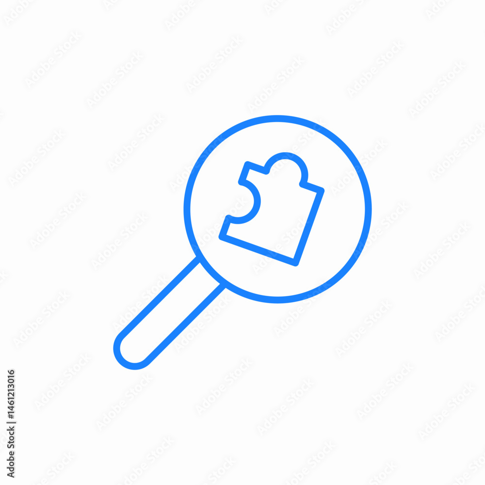 magnifying glass puzzle icon sign vector magnifying glass puzzle icon sign vector