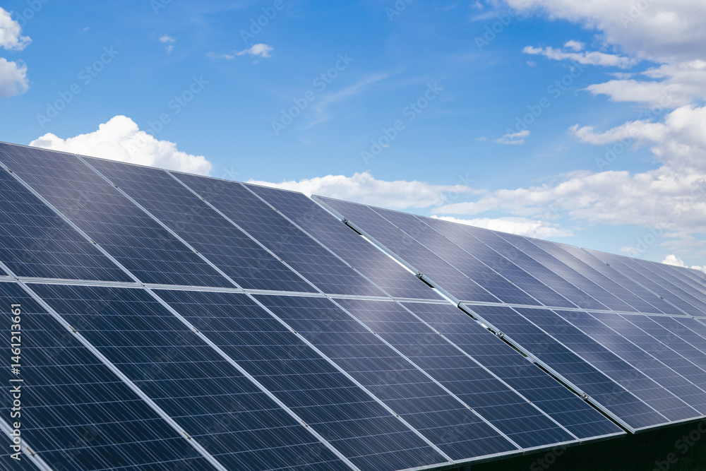 Solar Cells at Solar Power Station. Sustainable technology Alternative power source, Natural energy production