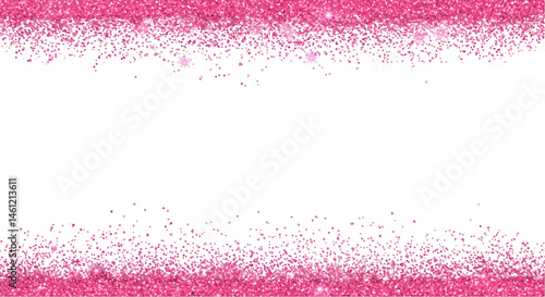 Sparkling pink glitter border against black