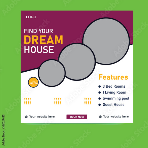 Modern Home for Sale Social Media Post Design – Real Estate Marketing Template