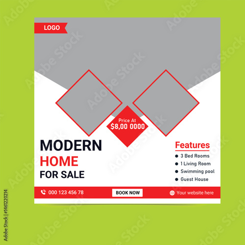 Modern Home for Sale Social Media Post Design – Real Estate Marketing Template