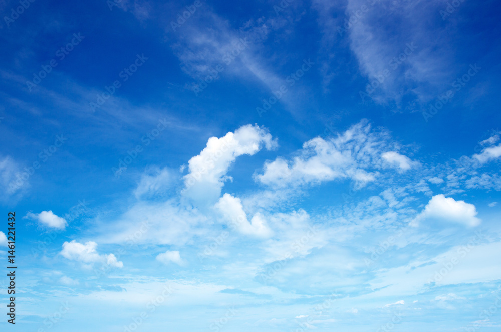 Blue sky background with tiny clouds