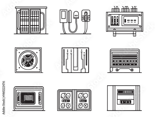 vector line drawing of computer power supply for web projects