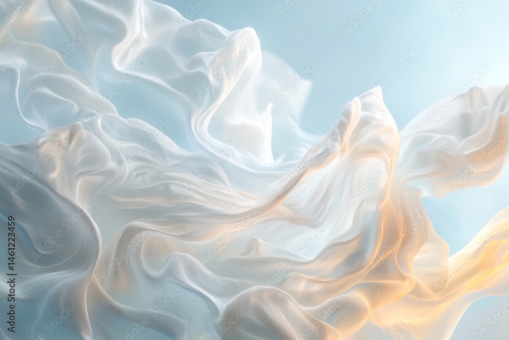 Fototapeta premium Delicate, flowing fabric draped in soft pastel hues.