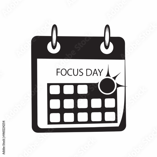 Focus Day Calendar Icon with Rings for Event Planning, Scheduling, Prioritization, Productivity Apps, and Digital Organization Tools  