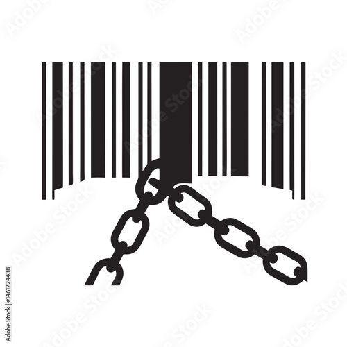 Barcode with Chain Symbolizing Restraint in Marketing and Consumer Awareness for Business Blogs, E-commerce Websites, and Social Media Content  