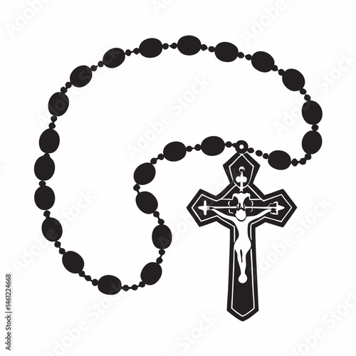 Rosary Beads with Crucifix Symbolizing Faith, Spirituality, and Prayer for Religious Blogs, Church Websites, Inspirational Materials, and Educational Resources  