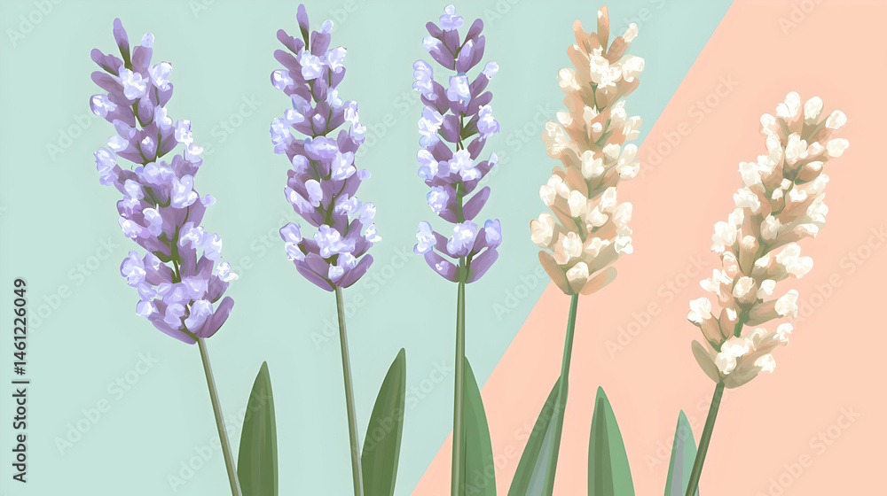 Naklejka premium Pastel Pixel Art Lavender Flowers