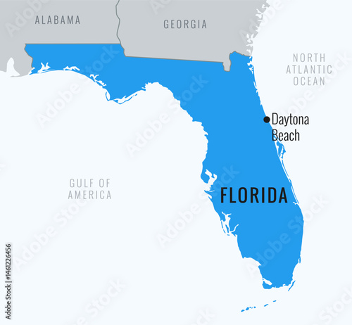 Map of Florida State, USA with Daytona Beach Locate Map