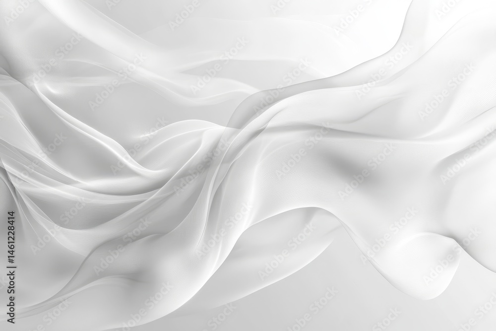 Fototapeta premium Smooth, flowing white fabric drapes gracefully.
