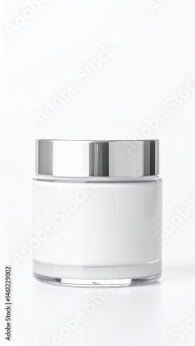 Wallpaper Mural A sleek, white ceramic jar featuring a shiny silver lid, perfect for storing spices or small items, adding a modern touch to any kitchen decor. Torontodigital.ca