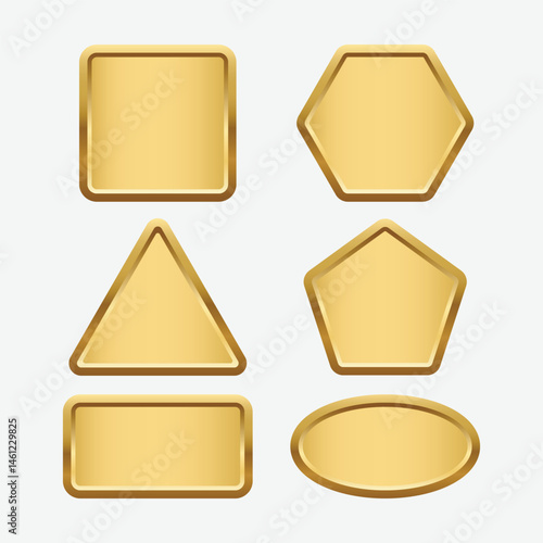 Gold Geometric Plate With Golden Frame Vector Illustration