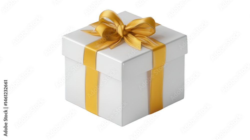 Realistic Small White Box with Ribbon Transparent Background Realistic Small White Box with Ribbon Transparent Background