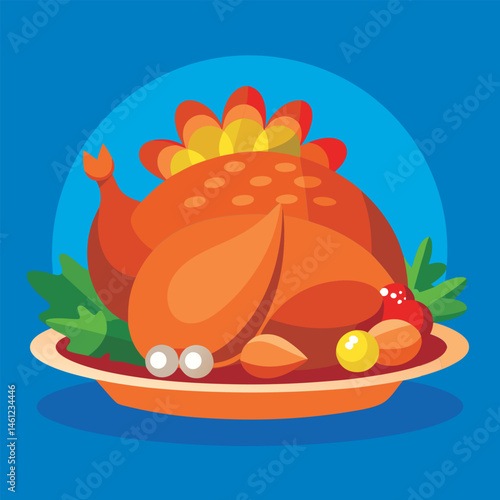 Roasted Thanksgiving Turkey on a Platter.