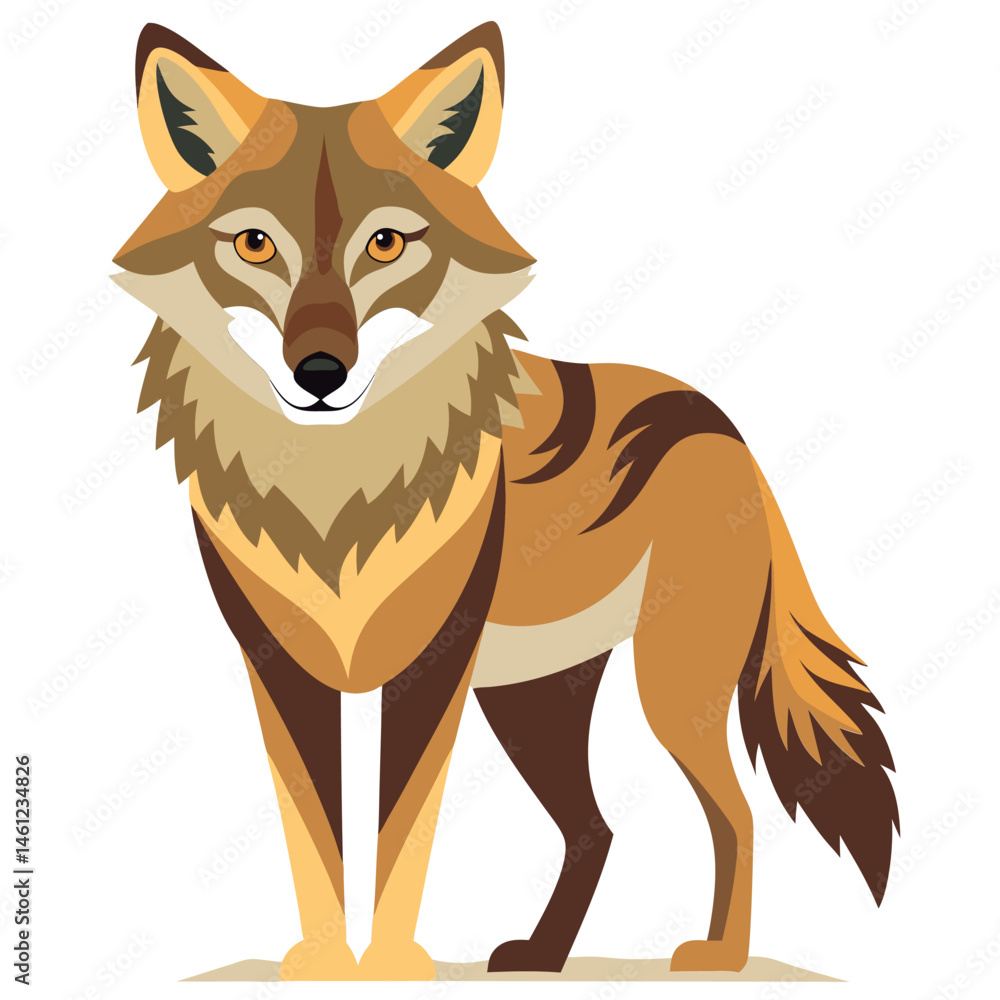Obraz premium Vector illustration of a Cute cartoon coyote illustration.