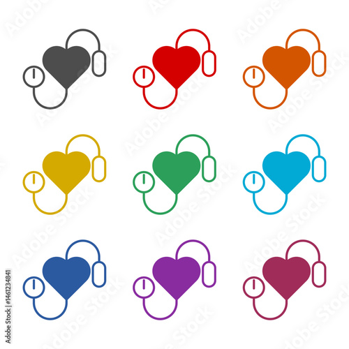 Blood pressure icon isolated on white background. Set icons colorful