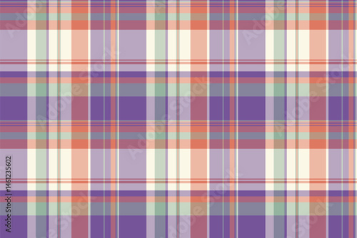 Setting vector pattern plaid, geometry seamless check texture. Loft tartan fabric background textile in pastel and orange colors.