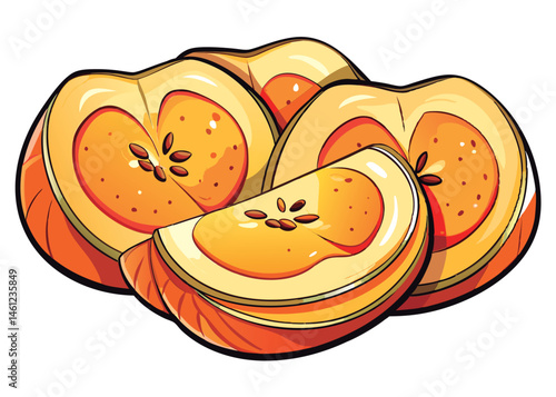 Colorful pumpkin slices. a healthy treat.