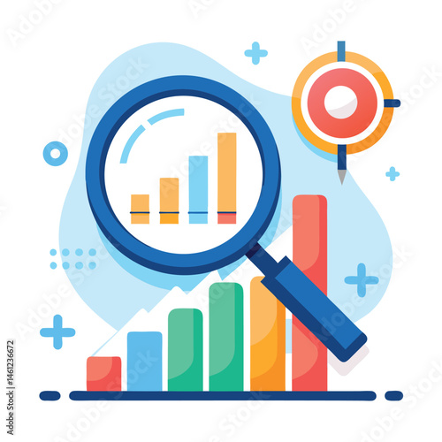 magnifying-glass-highlights-business-growth-chart vector image on white background