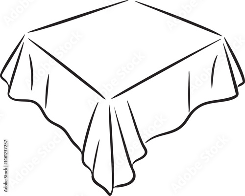 A draped cloth forms a geometric shape on a white surface.