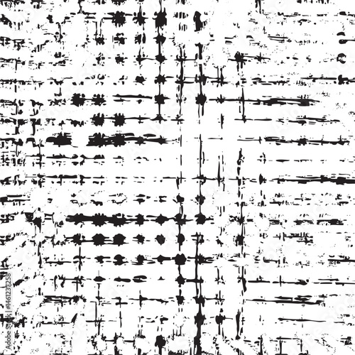 Abstract black and white brushstrokes create a textured grid