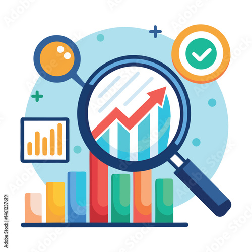 magnifying-glass-highlights-business-growth-chart vector image on white background