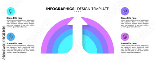 Infographic template. Arrow with 4 steps and icons
