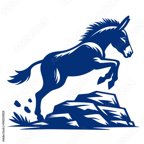 Majestic Donkey Leaping over Rocks: A Powerful Wildlife Image