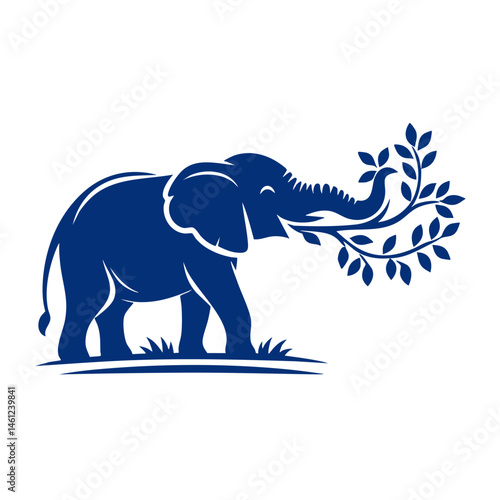 Majestic Elephant Grasping a Branch: A Symbol of Nature's Strength and Serenity