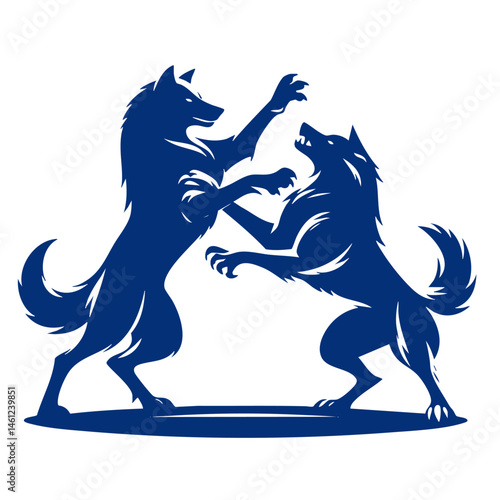 Clash of the Wolves: A Dynamic Silhouette of Canine Combat