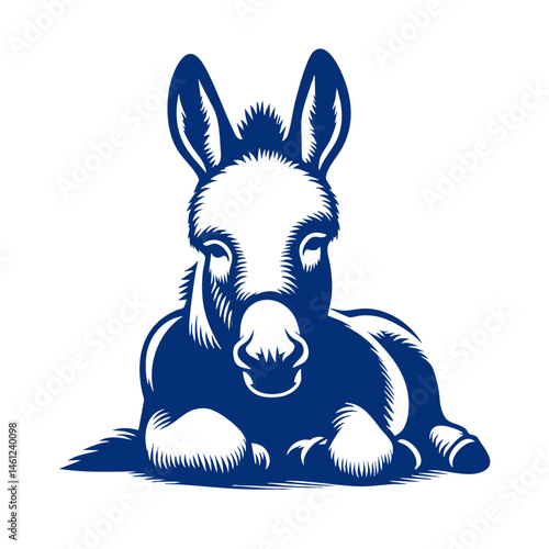 Adorable Young Donkey Resting: A Serene Farm Animal Vector Graphic