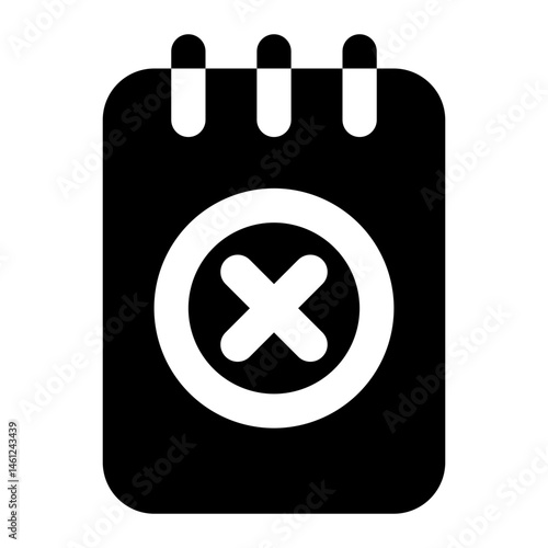 Simplified calendar icon with an error symbol, suitable for web or app notifications related to issues or cancellations.