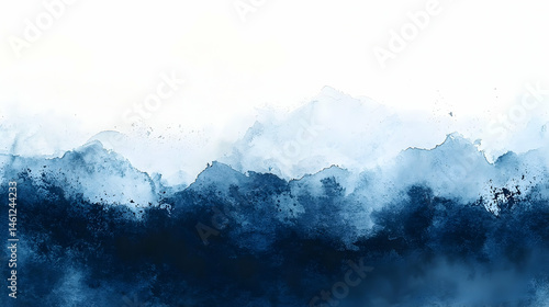 Fototapeta Naklejka Na Ścianę i Meble -  Abstract watercolor landscape of softly blended blues and whites.