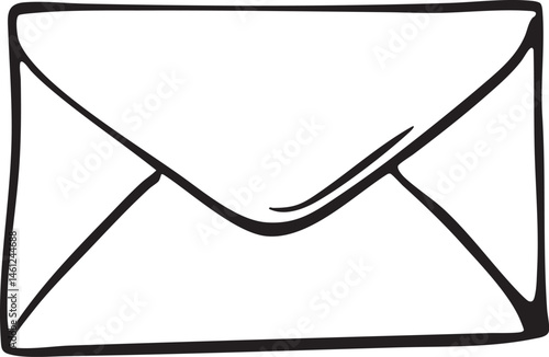 A simple open envelope rests on a white surface.