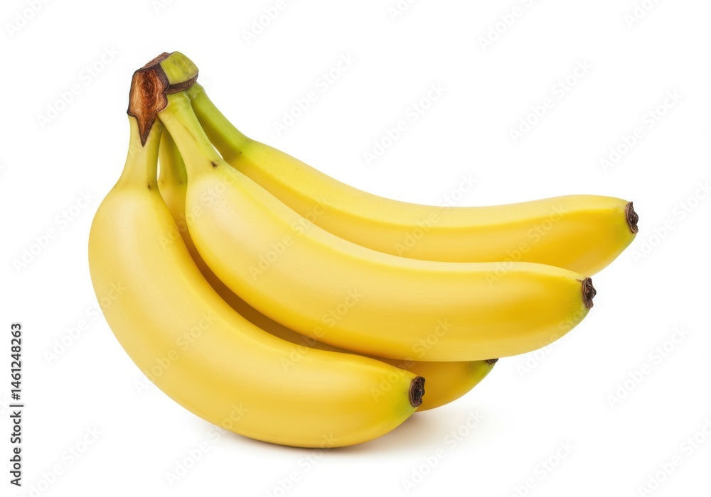 A bunch of ripe yellow bananas isolated against isolated on white background A bunch of ripe yellow bananas isolated against isolated on white background