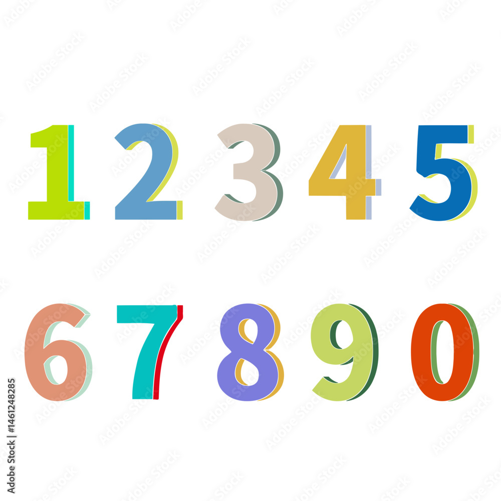カラフルで立体的な数字セット2 カラフルで立体的な数字セット2