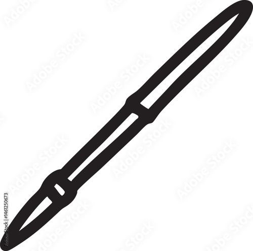 A sleek black pen rests vertically on a white background.