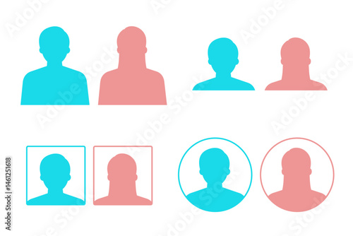 様々な見せ方をした男性と女性のシルエットのイラスト