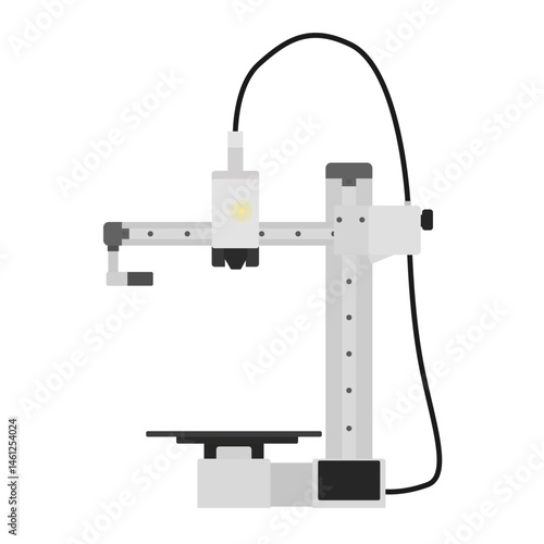 Enclosed 3D Printer Illustration - Smart Desktop Printing Machine Vector