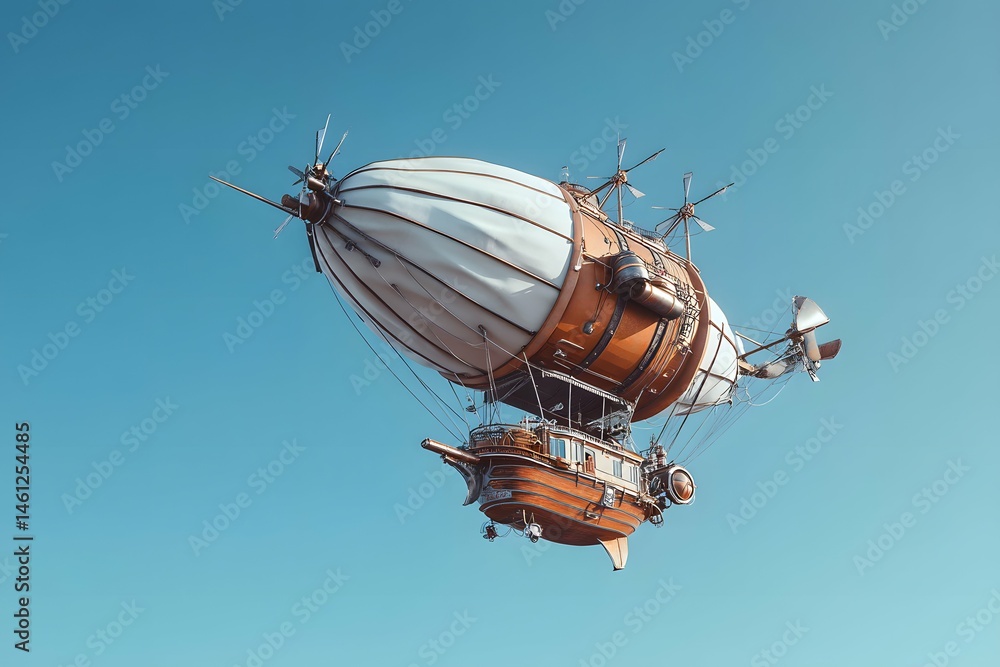 A skyship dances through the sky like a feathered dragon of adventure.