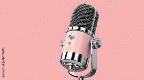 Obraz na płótnie Vivid, customizable podcast microphone flag perfect for professional studio recordings. w salonie
