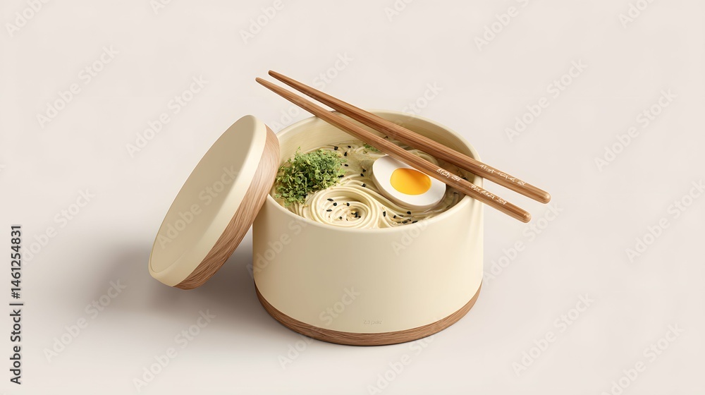 A sleek ramen bowl evoking comfort and cravings through minimalist elegance.