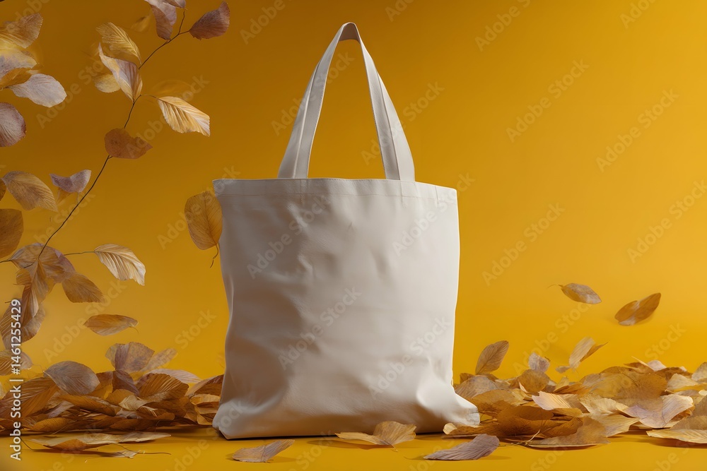 Cool fall-themed tote with leaves, perfect for eco-branding and autumn vibes.